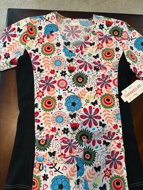Cherokee Women’s Floral V-Neck Scrub Top - Multicolor